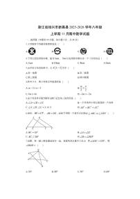 浙江省绍兴市新昌县2025-2026学年八年级上学期11月期中数学试卷（学生版）
