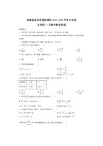 湖南省岳阳市岳阳楼区2025-2026学年八年级上学期11月期中数学试卷（学生版）
