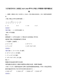 江苏省苏州市工业园区2025-2026学年七年级上学期期中数学模拟试卷（含答案）