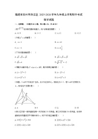 福建省泉州市洛江区2025-2026学年九年级上学期期中考试数学试卷（学生版）