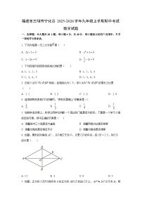 福建省三明市宁化县2025-2026学年九年级上学期期中考试数学试卷（学生版）
