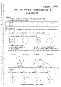 陕西省安康市旬阳市部分学校2024-2025学年九年级上学期期末数学试题