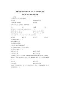 河南省平顶山市宝丰县2025-2026学年八年级上学期11月期中数学试卷（学生版）