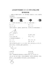 山东省济宁市高新区2025-2026学年七年级上学期期中数学试卷（学生版）