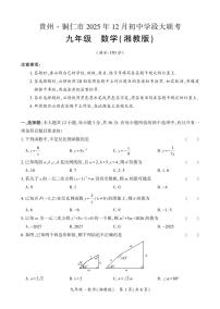 铜仁市2025年12月初中学段大联考20校联考-九年级上册数学试卷+答题卡+答案