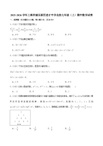 2025-2026学年上海市浦东新区进才中学北校七年级（上）期中数学试卷 （含解析）