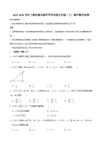 2025-2026学年上海市浦东新区平和学校九年级（上）期中数学试卷 （含解析）