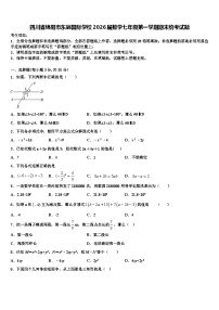 四川省绵阳市东辰国际学校2026届数学七年级第一学期期末统考试题含解析