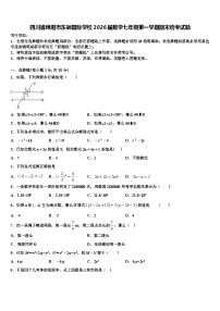 四川省绵阳市东辰国际学校2026届数学七年级第一学期期末统考试题含解析