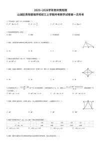 2025~2026学年贵州贵阳观山湖区贵阳普瑞学校初三上学期月考数学试卷第一次月考（有答案解析）