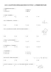 2025~2026学年贵州贵阳云岩区贵阳中天中学初二上学期期中数学试卷（有答案解析）