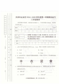 天津市武清区2024-2025学年八年级上学期1月期末数学试题