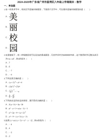 2024-2025年广东省广州市荔湾区八年级上学期期末数学试卷（含答案）