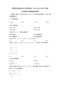 宁夏回族自治区中卫市海原县2025-2026学年八年级上学期期中检测数学试卷（学生版）