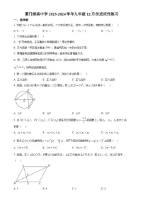 福建省厦门市湖滨中学九年级上学期月考数学试题（原卷版）-A4