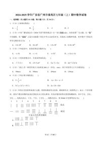 2024-2025学年广东省广州市番禺区七年级(上)期中数学试卷含答案