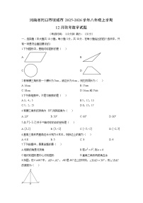 河南省周口市项城市2025-2026学年八年级上学期12月联考数学试卷（学生版）