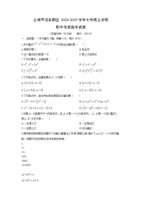 上海市浦东新区2024-2025学年七年级上学期期中考试数学试卷（学生版）