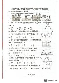 山东省聊城市阳谷县实验中学2025-2026学年九年级上学期12月月考数学试题