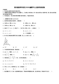 四川省自贡市名校2026届数学七上期末检测试题含解析