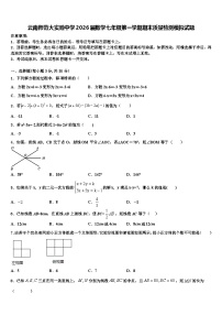 云南师范大实验中学2026届数学七年级第一学期期末质量检测模拟试题含解析