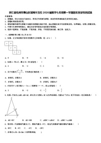 浙江省杭州市萧山区城厢片五校2026届数学七年级第一学期期末质量检测试题含解析
