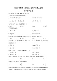 河北省邯郸市2025-2026学年八年级上学期期中数学试卷（学生版）