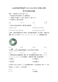 山东省烟台市招远市2025-2026学年八年级上学期期中考试数学试卷（学生版）