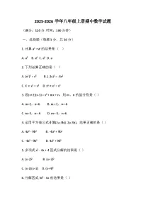 河南省鄢陵县彭店镇2025-2026学年八年级上学期期中数学试题（含答案）