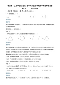 福建省莆田市第十五中学九年级上学期期中考试数学试题（解析版）-A4