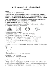 青海省西宁市2025届九年级上学期期末调研测试数学试卷(含答案)