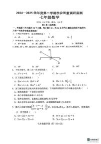 河北省邯郸市武安市矿山中学、伯延镇中学联考2024-2025学年七年级下学期7月期末考试数学试题