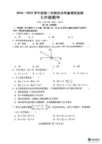 河北省邯郸市武安市矿山中学、伯延镇中学联考2024-2025学年七年级下学期7月期末考试数学试题