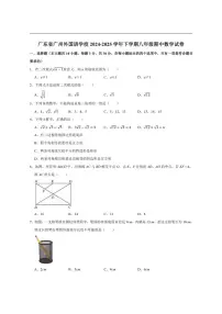 广东省广州外国语学校2024-2025学年下学期八年级期中数学试卷（含答案）