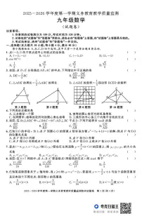安徽省亳州市涡阳县 2025一2026学年上学期义务教育教学质量监测 九年级数学 (试题卷）（月考）
