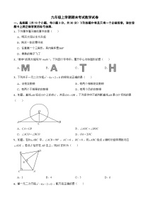 湖北省武汉市汉阳区2025年九年级上学期期末考试数学试卷附答案