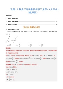 专题15 锐角三角函数和相似三角形（3大考点）练习含答案--2026年中考数学一轮专题