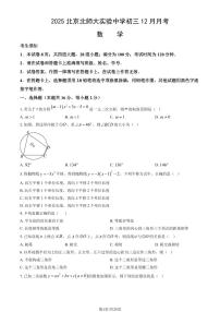 2025北京北师大实验中学初三上12月月考数学试卷（教师版）
