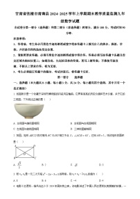 甘肃省张掖市肃南县2024—2025学年上学期期末教学质量监测九年级数学试题（原卷版）-A4