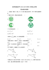 2024-2025学年甘肃省酒泉市八年级上学期期末数学试卷（学生版）