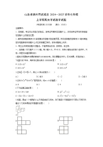 2024—2025学年山东省德州市武城县七年级上学期期末考试数学试卷（学生版）