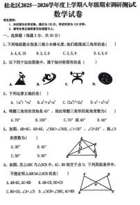 黑龙江省哈尔滨市松北区2025-2026学年八年级上学期期末考试数学试卷（含参考答案）