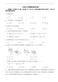 广东省珠海市2025年七年级上学期期末数学试卷七套及答案