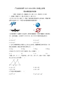 2025-2026学年广东省珠海市八年级上学期期末模拟数学试卷（学生版）