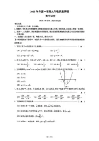 2026年上海市嘉定区初三上学期一模数学试卷及答案