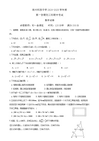 福建省泉州市泉州科技中学九年级上学期期中考试数学试题-A4