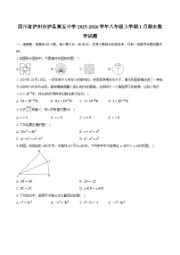 四川省泸州市泸县第五中学2025-2026学年八年级上学期1月期末数学试题（含答案+解析）