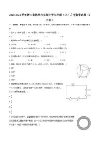 2025-2026学年浙江省杭州市文海中学九年级（上）月考数学试卷（1月份）（含答案+解析）