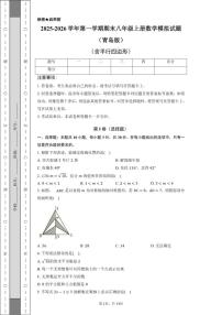 2025-2026学年第一学期青岛版八年级数学期末模拟试题（有解析）