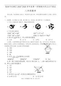 2025-2026学年甘肃省陇南市武都区八年级上学期1月期末数学试题（有答案）